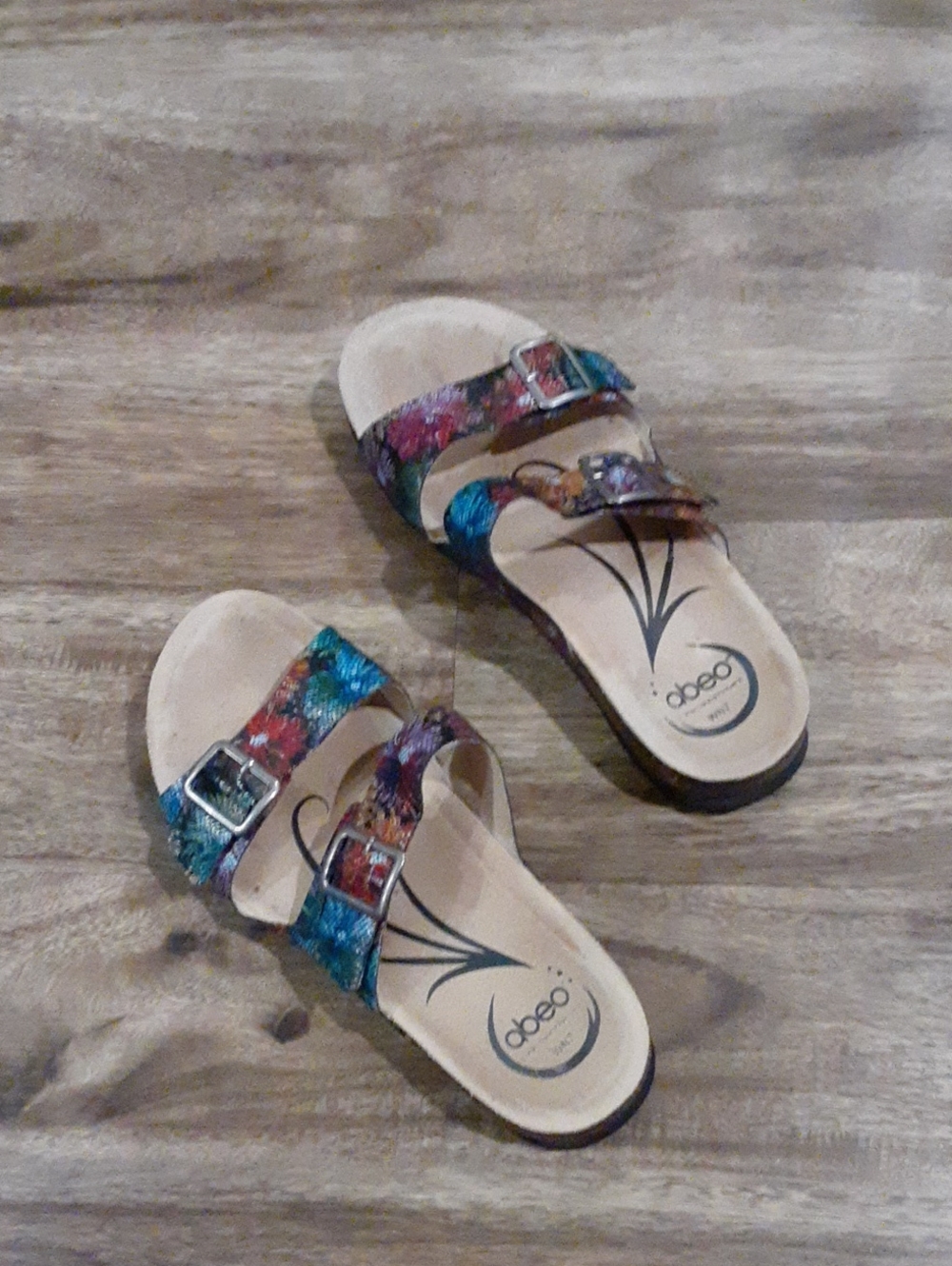 Abeo Blythe Multicolor Floral Double-Buckle Slide Sandals